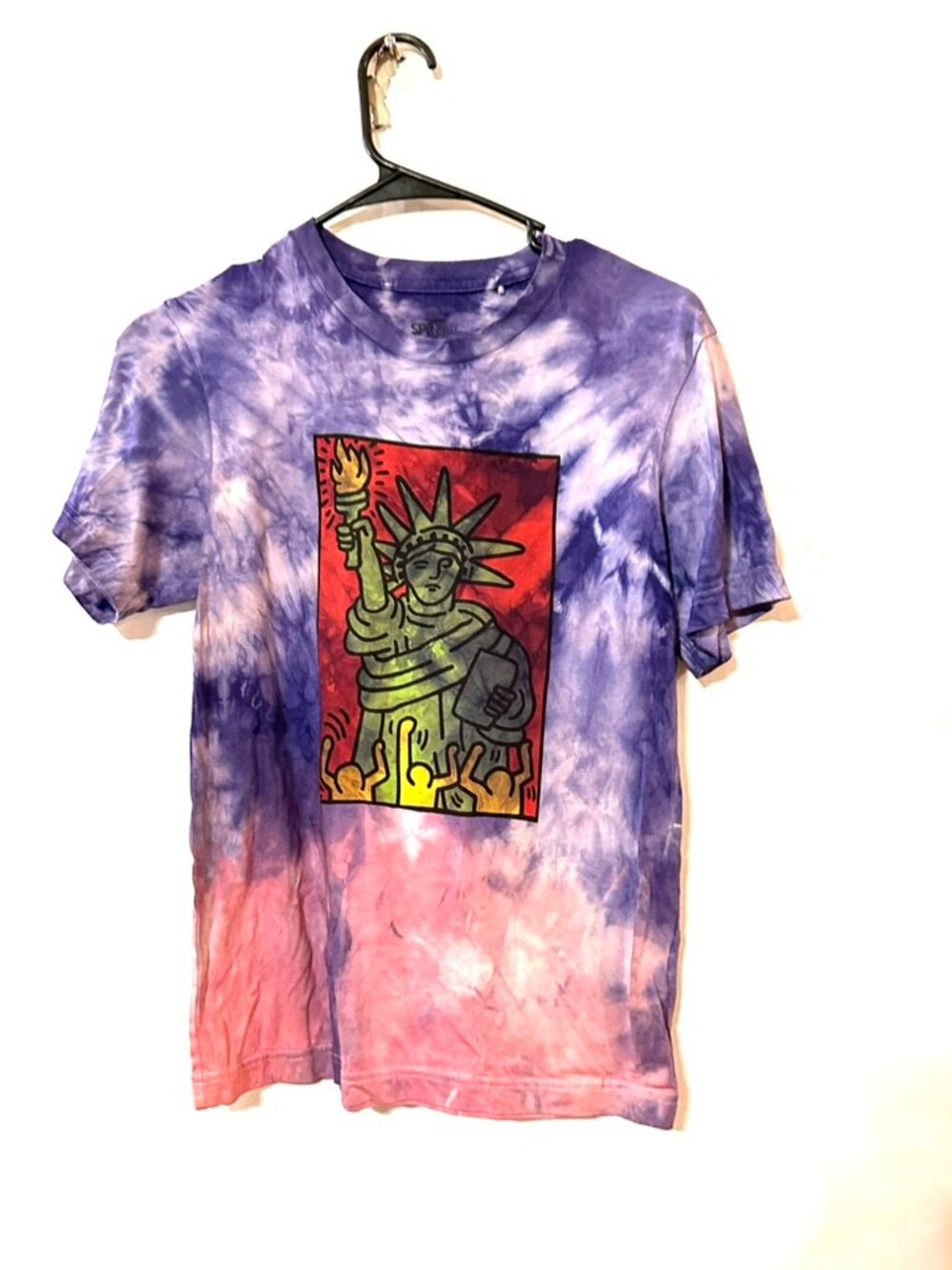 Sprz NY Keith Haring Tied Dye purple Cotton tee Unisex Hand Tie Dyed Size XxS